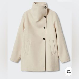 NWT MANGO WIDE LAPEL OVERSIZED COAT ECRU S (fits a M)